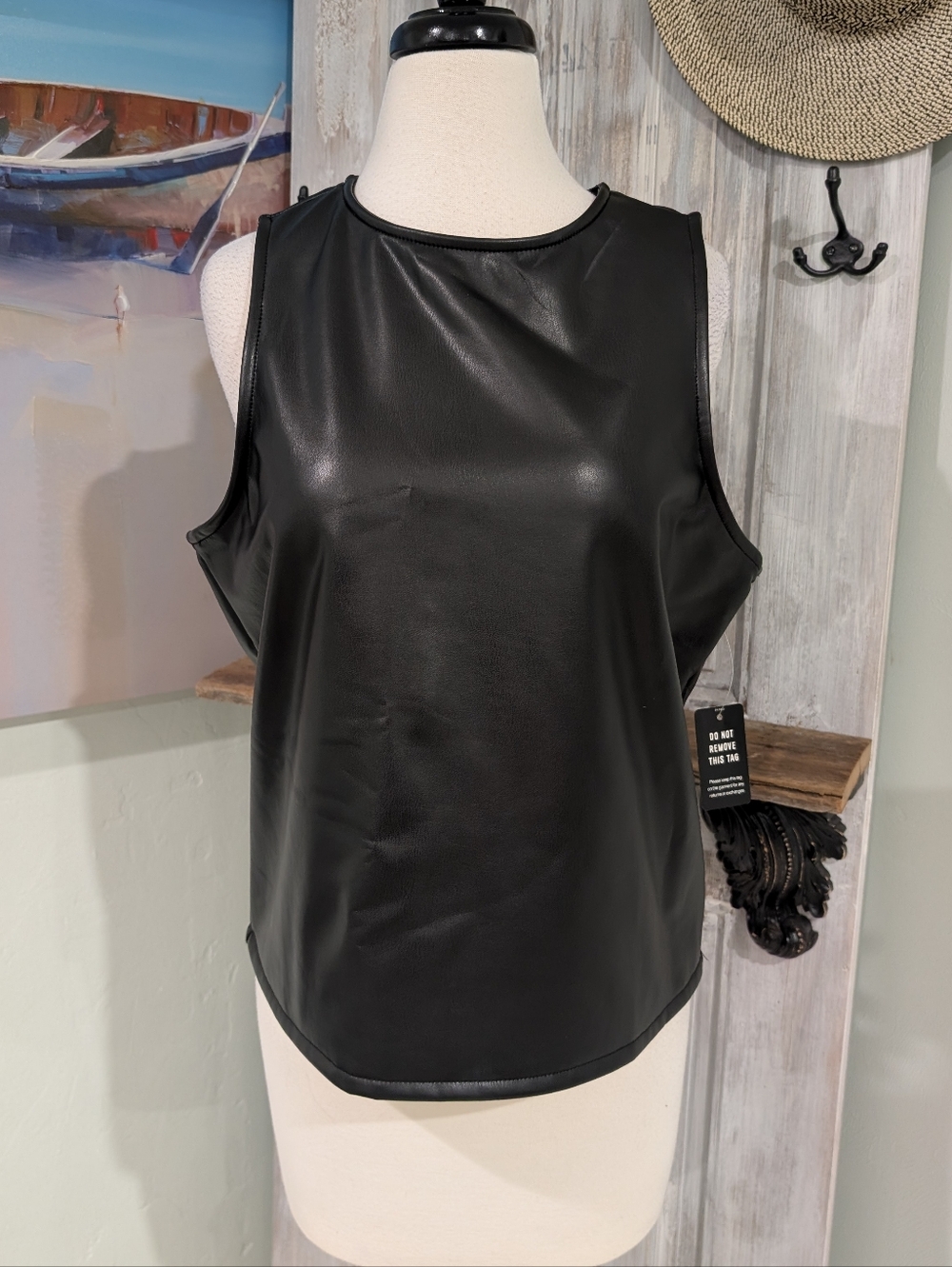 NWT Express Black Faux Leather Sleeveless Tank